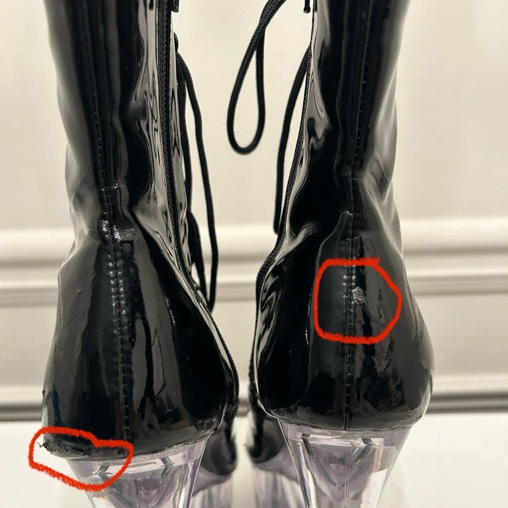 Pleaser Black Patent Lace-Up Platform Heels View 5